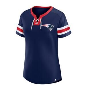 Fanatics New England Patriots Women's Lace Up Bling Jersey Tee, Size XL, NWT